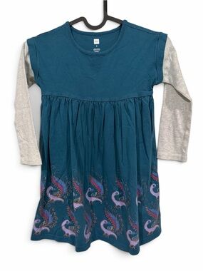 Girls Teal Long-Sleeve Dress
